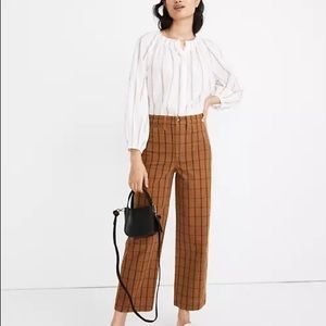 Madewell Emmett Slim Crop Pants in Brown Windowpane